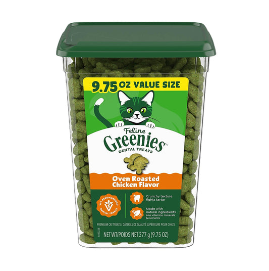 Greenies Cat Dental Treats - Oven-Roasted Chicken (Value Size) 9.75oz (RANDOM Packing)