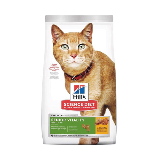 Hills Senior Cat 7+ Vitality Chicken & Rice Formula Dry Food 3lb #10777