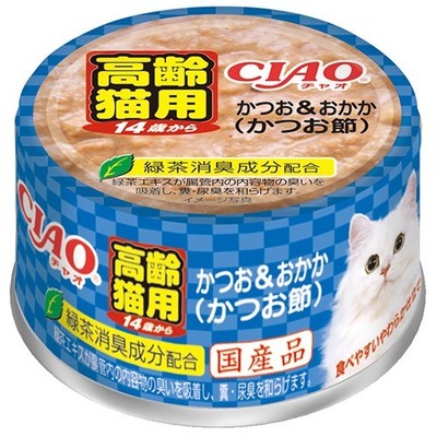 INABA CIAO Cat Can 14 Years Old Senior Cat Age Series Bonito + Dried Bonito 85g M-52