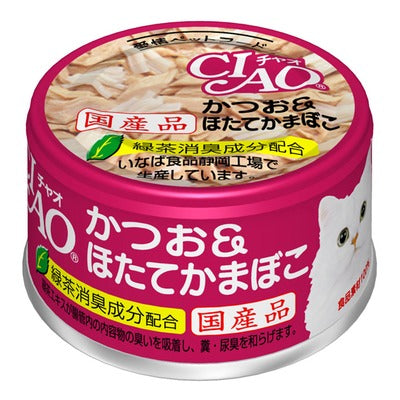 INABA CIAO Cat Can Bonito White Meat Series Bonito + Dried Scallop Stick 85g A-13
