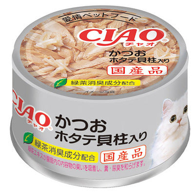 INABA CIAO Cat Can Bonito White Meat Series Bonito + Scallop 85g A-84