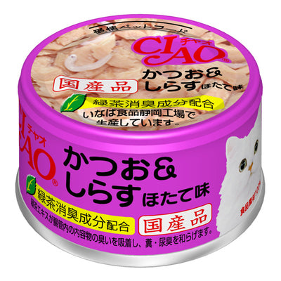 INABA CIAO Cat Can Bonito White Meat Series Bonito + Whitebait 85g A-12