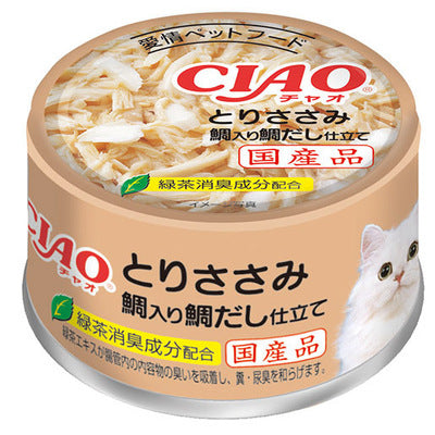 INABA CIAO Cat Can Chicken Series Chicken + Sea Bream + Sea Bream Broth 85g A-88
