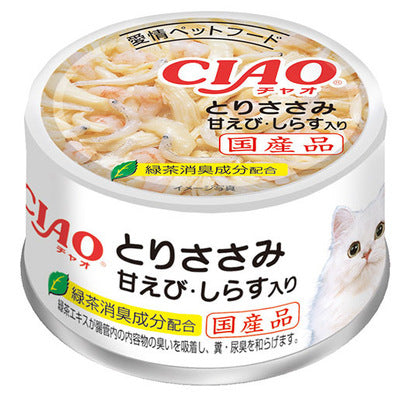 INABA CIAO Cat Can Chicken Series Chicken + Sweet Shrimp + Whitebait 85g A-20