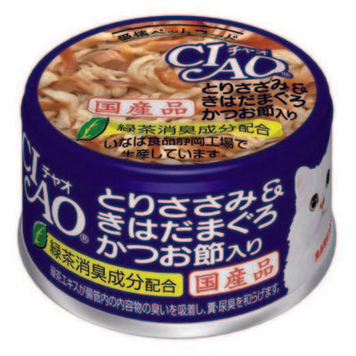 INABA CIAO Cat Can Chicken Series Chicken + Yellowfin Tuna + Bonito Flakes 85g A-15
