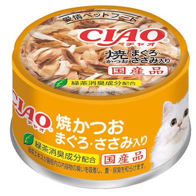 INABA CIAO Cat Can Chicken Series Grilled Bonito + Tuna + Chicken 85g A-18