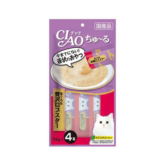 INABA CIAO Cat Snack Deluxe Japanese Meat Paste Tuna + Lobster 14g x 4 pcs SC-149
