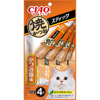 INABA CIAO Cat Snack Japanese Jelly Slice Grilled Bonito Dried Bonito Soup Flavor 15g x 4 pcs TSC-142