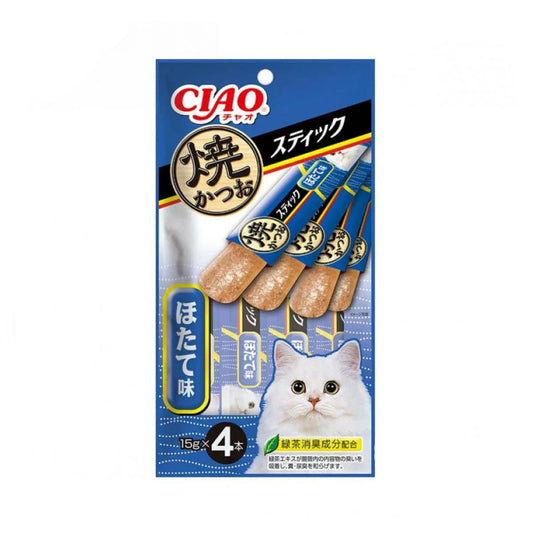 INABA CIAO Cat Snack Japanese Jelly Slice Grilled Bonito Scallop Flavor 15g x 4 pcs TSC-143