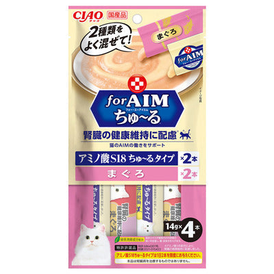 INABA CIAO Cat Snack Japanese Meat Paste AIM Kidney Health Series Amino Acid S18 + Tuna Flavor 14g x 4 pcs CA-02