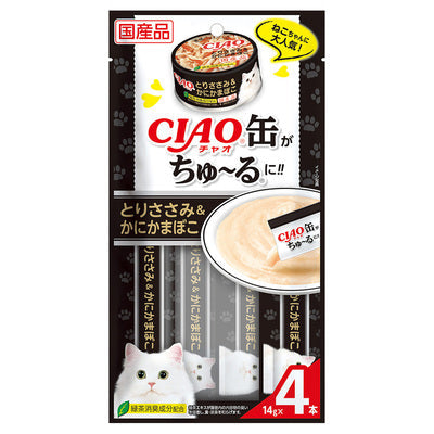 INABA CIAO Cat Snack Japanese Meat Paste Chicken + Crab Stick 14g x 4 pcs SC-355