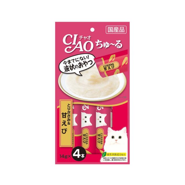 INABA CIAO Cat Snack Japanese Meat Paste Chicken + Sweet Shrimp 14g x 4 pcs SC-142