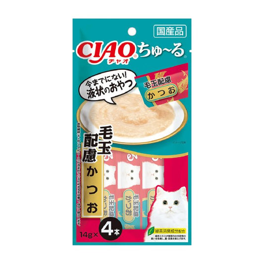 INABA CIAO Cat Snack Japanese Meat Paste Hairball Care Bonito 14g x 4 pcs SC-297