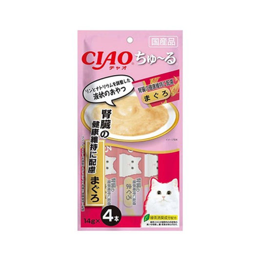INABA CIAO Cat Snack Japanese Meat Paste Kidney Health Support Tuna Sauce 14g x 4 pcs SC-157
