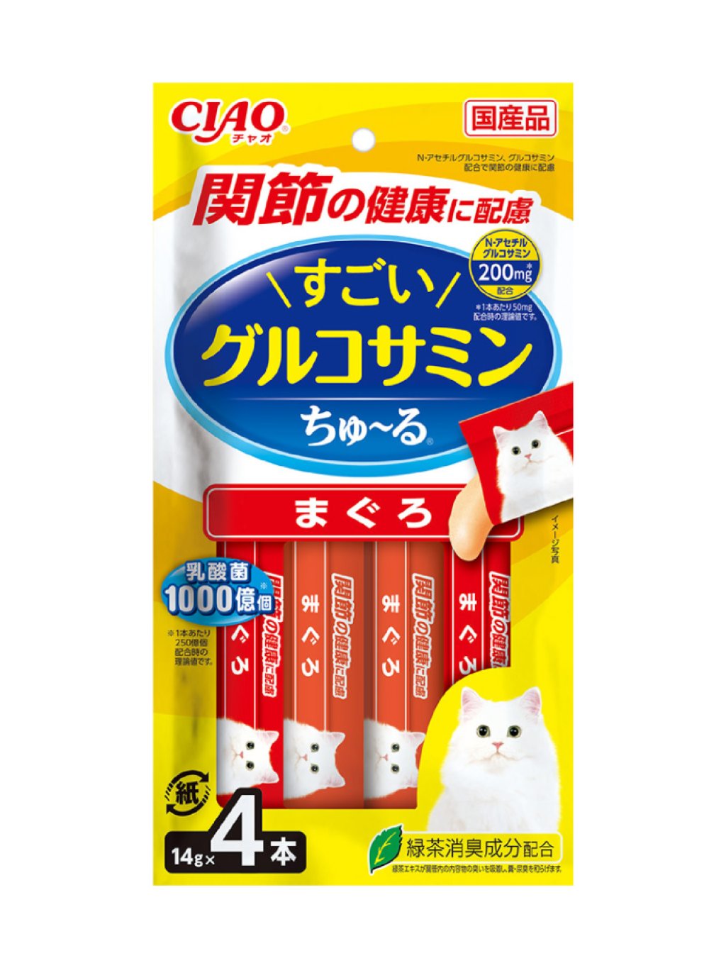 INABA CIAO Cat Snack Japanese Meat Paste Probiotic + Glucosamine Tuna 14g x 4 pcs SC-434