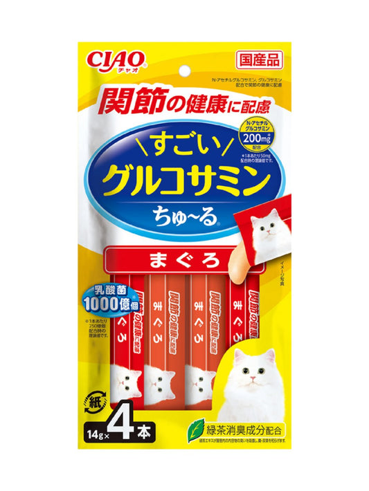 INABA CIAO Cat Snack Japanese Meat Paste Probiotic + Glucosamine Tuna 14g x 4 pcs SC-434