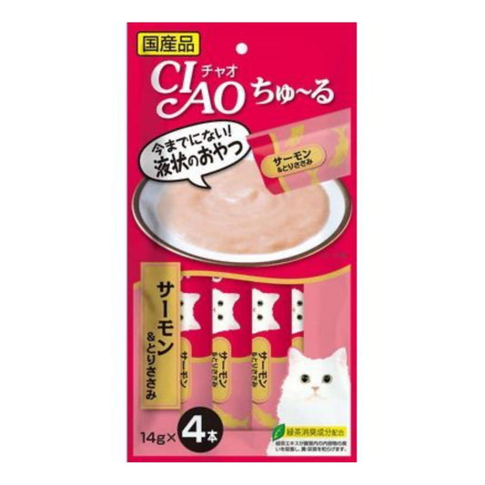 INABA CIAO Cat Snack Japanese Meat Paste Salmon + Chicken 14g x 4 pcs SC-146