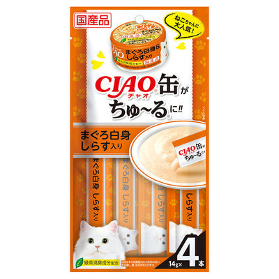 INABA CIAO Cat Snack Japanese Meat Paste Tuna White Meat + Whitebait 14g x 4 pcs SC-352