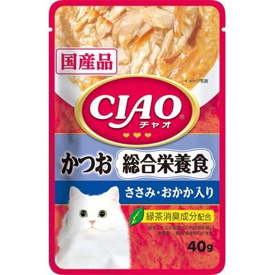 INABA CIAO Japanese Cat Wet Food Bonito + Chicken + Katsuobushi Flavor Balanced Nutrition Formula 40g #IC-324  