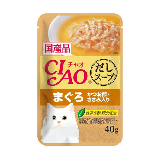 INABA CIAO Japanese Cat Wet Food Tuna + Bonito + Chicken Flavor Bonito Broth Formula 40g #IC-216  
