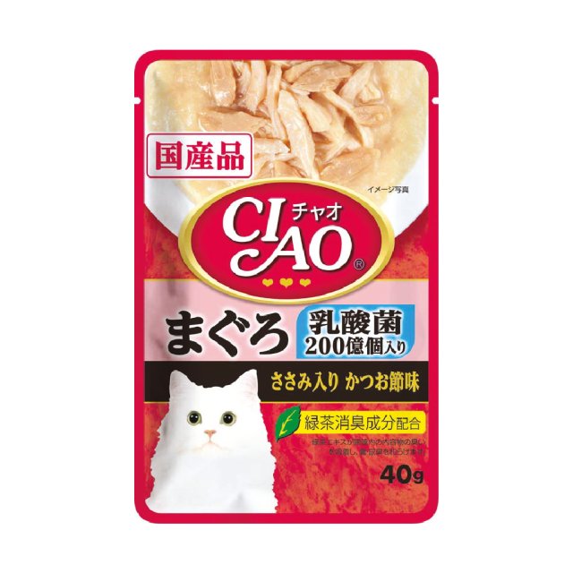 INABA CIAO Japanese Cat Wet Food Tuna + Chicken + Bonito Flake Flavor Probiotic Formula 40g #IC-301  
