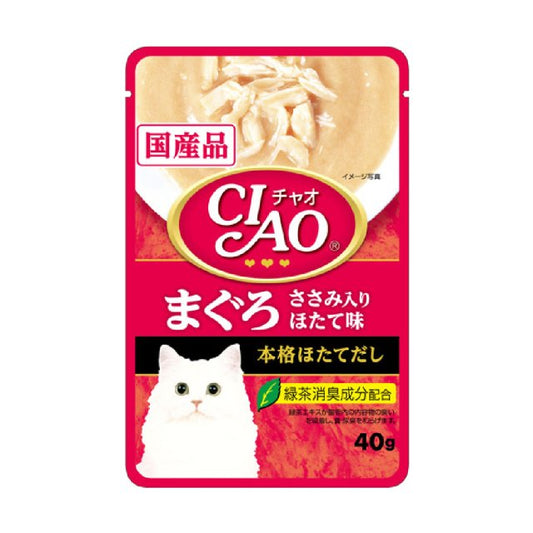 INABA CIAO Japanese Cat Wet Food Tuna + Chicken + Scallop Slice Scallop Broth Formula 40g #IC-201  