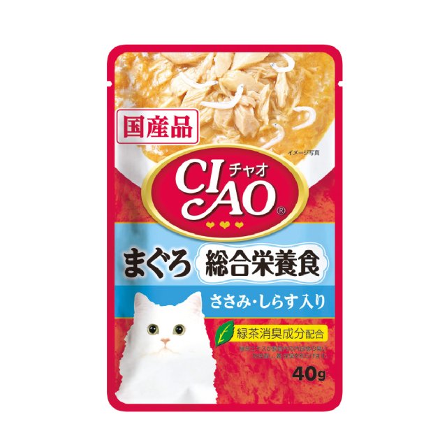 INABA CIAO Japanese Cat Wet Food Tuna + Chicken + Whitebait Balanced Nutrition Formula 40g #IC-304  