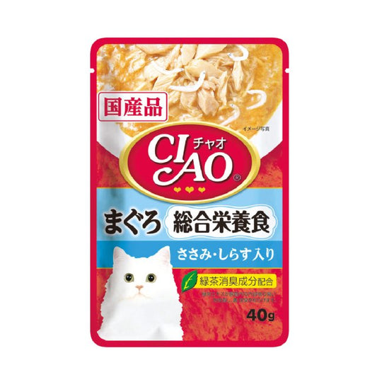 INABA CIAO Japanese Cat Wet Food Tuna + Chicken + Whitebait Balanced Nutrition Formula 40g #IC-304  