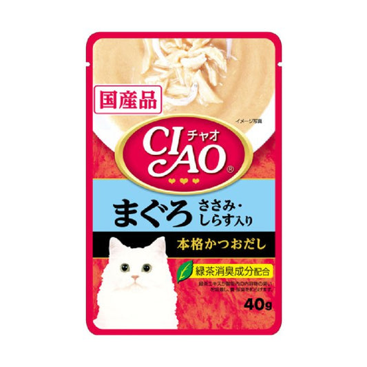 INABA CIAO Japanese Cat Wet Food Tuna + Chicken + Whitebait Bonito Broth Formula 40g #IC-202  