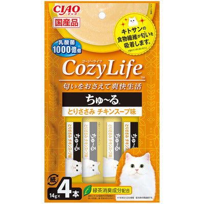 INABA CIAO Japanese Meat Paste Cozylife Probiotic + Chitosan Chicken + Chicken Soup 14g x 4 pcs #SC-405