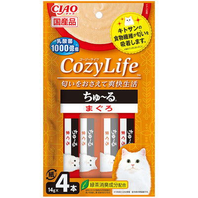 INABA CIAO Japanese Meat Paste Cozylife Probiotic + Chitosan Tuna 14g x 4 pcs #SC-401