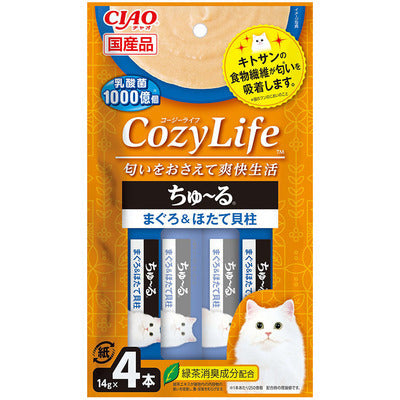 INABA CIAO Japanese Meat Paste Cozylife Probiotic + Chitosan Tuna + Scallop 14g x 4 pcs #SC-402