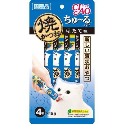 INABA CIAO Japanese Meat Paste Grilled Bonito Sauce Scallop Flavor 12g x 4 pcs #4R-105