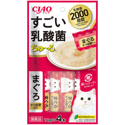 INABA CIAO Japanese Meat Paste High Strength 20 Billion Probiotic Super Tuna + Dried Bonito 14g x 4 pcs #SC-391