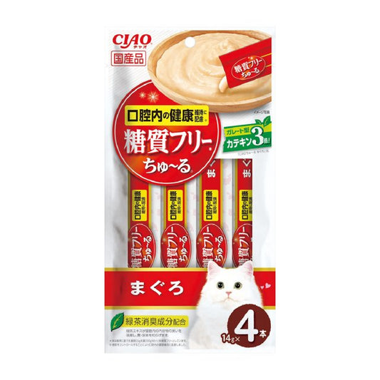 INABA CIAO Japanese Meat Paste Oral Care Consideration Tuna 3x Catechin 14g x 4 pcs #SC-204