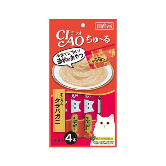 INABA CIAO Japanese Meat Paste Tuna + King Crab Sauce 14g x 4 pcs #SC-108