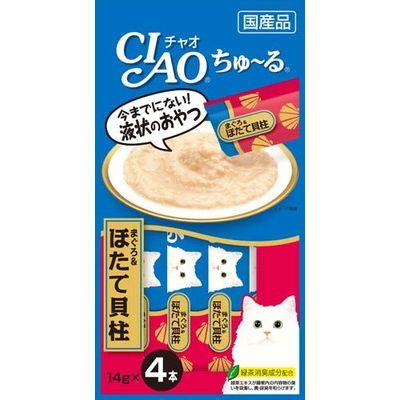 INABA CIAO Japanese Meat Paste Tuna + Scallop Sauce 14g x 4 pcs #4SC-77