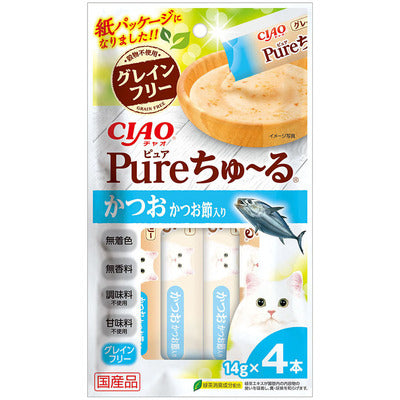 INABA CIAO Pure Japanese Meat Paste - Bonito + Bonito Flakes 14g x4 SC-323