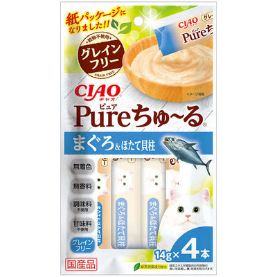 INABA CIAO Pure Japanese Meat Paste - Tuna + Scallop 14g x4 SC-322