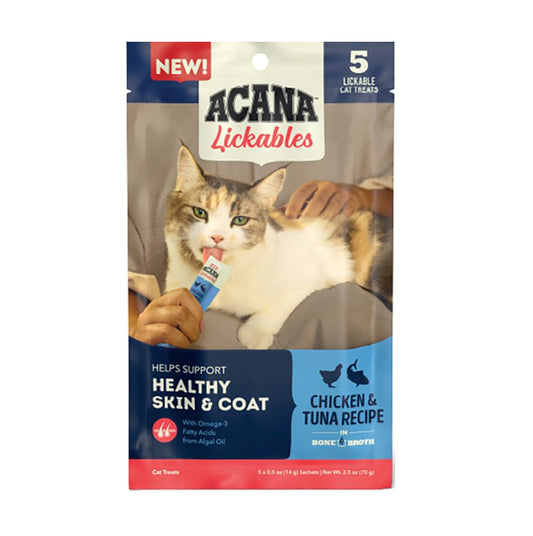 貓零食 Lickables肉泥 - 雞肉吞拿魚配方 皮毛健康 (14g x 5)