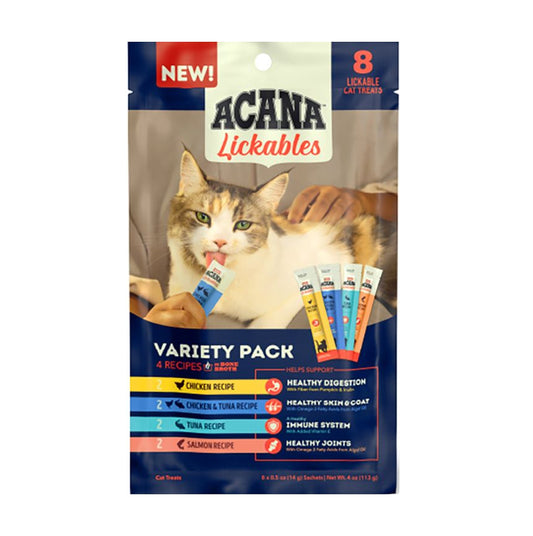 貓零食 Lickables肉泥 - 4款口味裝 （三文魚+雞肉+吞拿魚+雞肉吞拿魚）