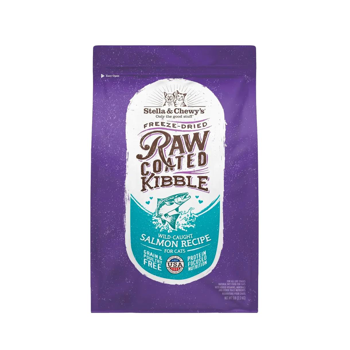 Stella & Chewy's Raw Coated Kibble Wild-Caught Salmon Recipe Cat Dry Food 5lb CRC-WCS-5