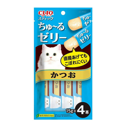 INABA〈CIAO〉貓零食 日本果凍片 鰹魚味 15g x 4條裝 TSC-122 (包裝隨機提供)