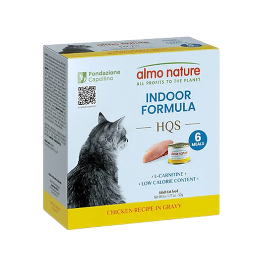 almo nature HQS Indoor Formula Chicken Recipe In Gravy Cat Canned Box Set 50g x 6
almo nature 貓罐頭套裝-室內配方 雞肉肉汁 50克 x 6罐