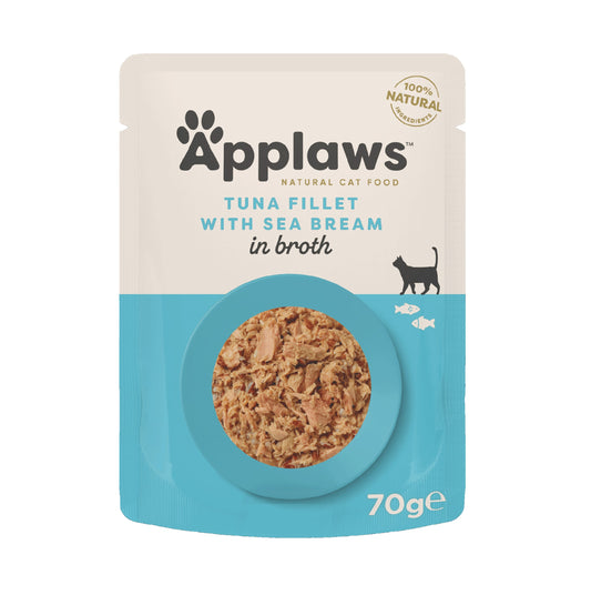 Applaws [全天然]袋裝貓濕糧 - 吞拿魚 + 鯛魚 (70g) #8004 (包裝隨機提供)