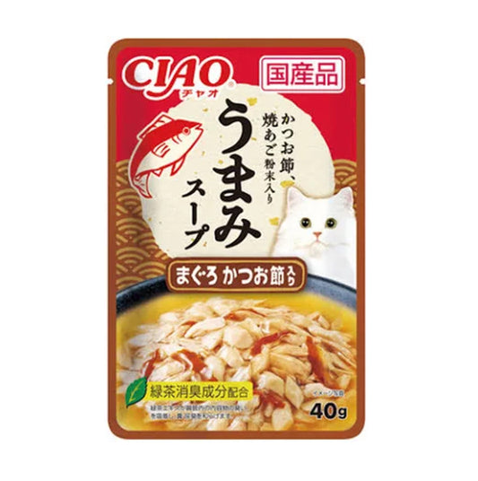 INABA〈CIAO〉日本貓濕糧 吞拿魚 + 木魚片配方 40克 #IC-354 (包裝隨機提供)