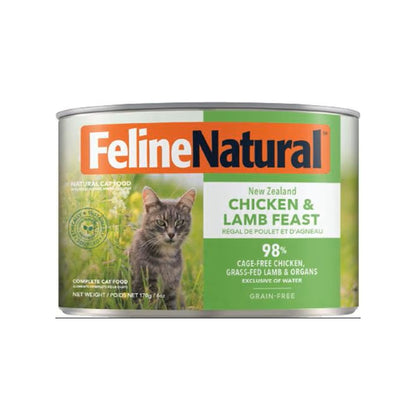 Feline Natural F9 主食貓罐頭 貓濕糧 雞肉及羊肉盛宴170克 #2207 (包裝隨機提供)