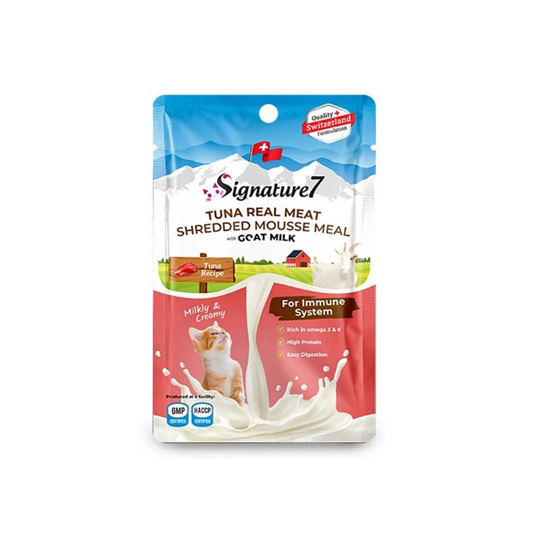 signature7 Tuna Real Meat Shredded Mousse Meal with Goat Mike For Immune System 70g (Random Package) S7-083119