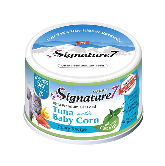 Signature7 貓咪肉湯罐 貓薄荷舒壓配方 星期三 吞拿魚&玉米筍 70g