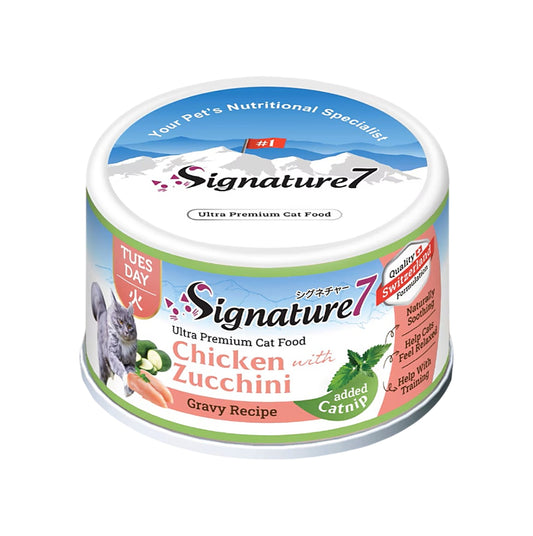 Signature7 貓咪肉湯罐 貓薄荷舒壓配方 星期二 雞肉&櫛瓜 70g